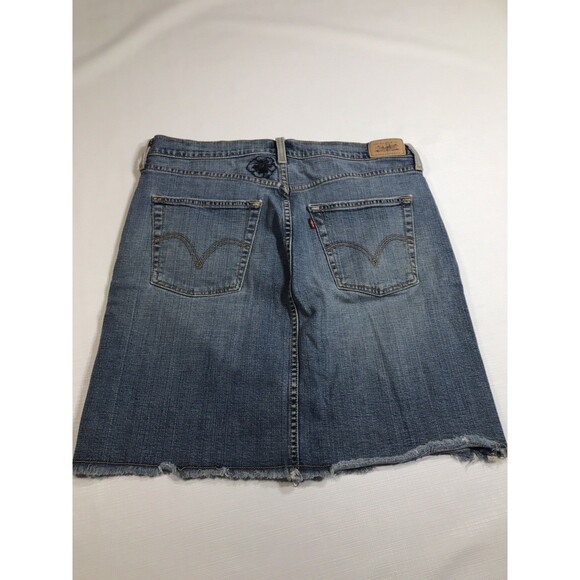 VTG Levi's Denim Skirt Womens Size 14 Button Fly A-Line Pockets 90s Y2K - Picture 6 of 8